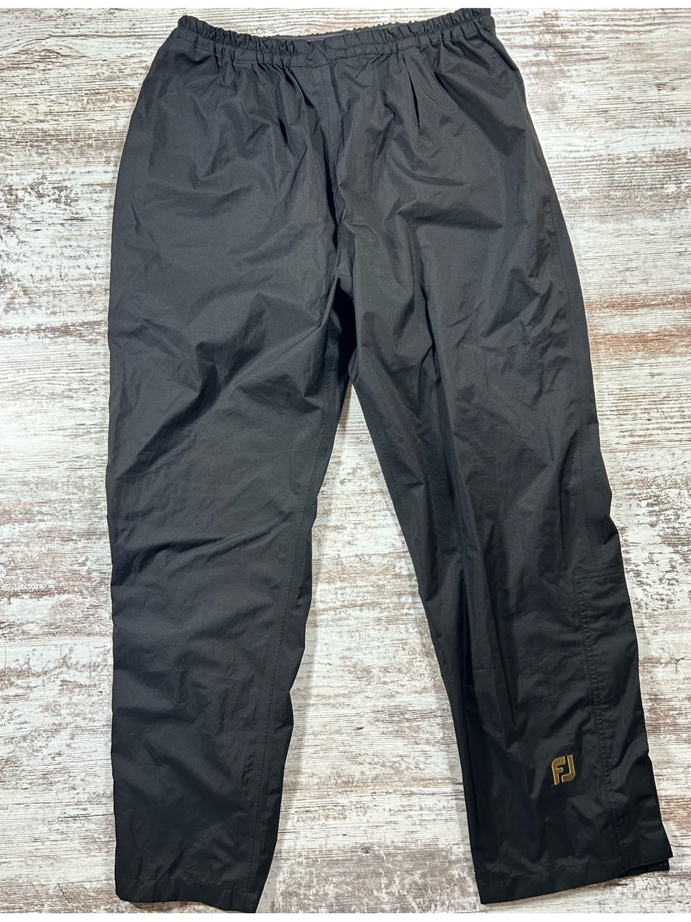 Men’s FJ Footjoy DryJoys Rain pants golf waterproof Black Size Large EUC